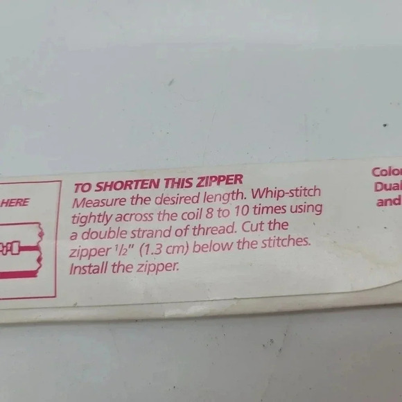 Vintage Coats And Clark All Purpose Polyester Zipper 12" Light Pink Polyester - Picture 10 of 11